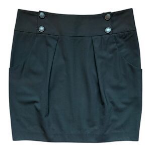 Theory Black Maryelia Tailor Pleated Mini Skirt Size 10 Pockets Classy w Buttons